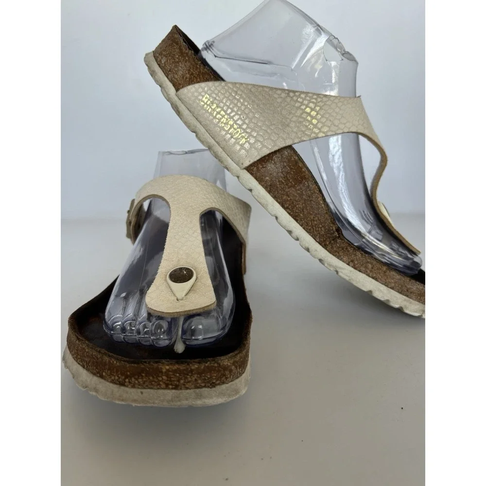 Birkenstock Gizeh Women Slip On Sandals‎ Snake Skin Metallic Size 40/9-9.5 US